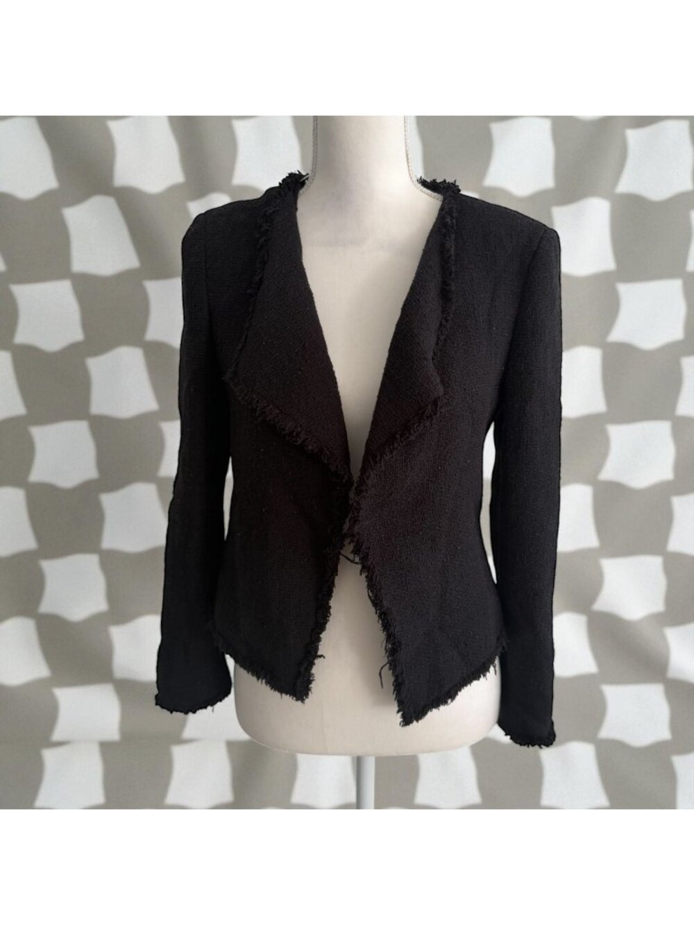 ANN TAYLOR LOFT Black Knit Long Sleeve Blazer Jacket Size 4P